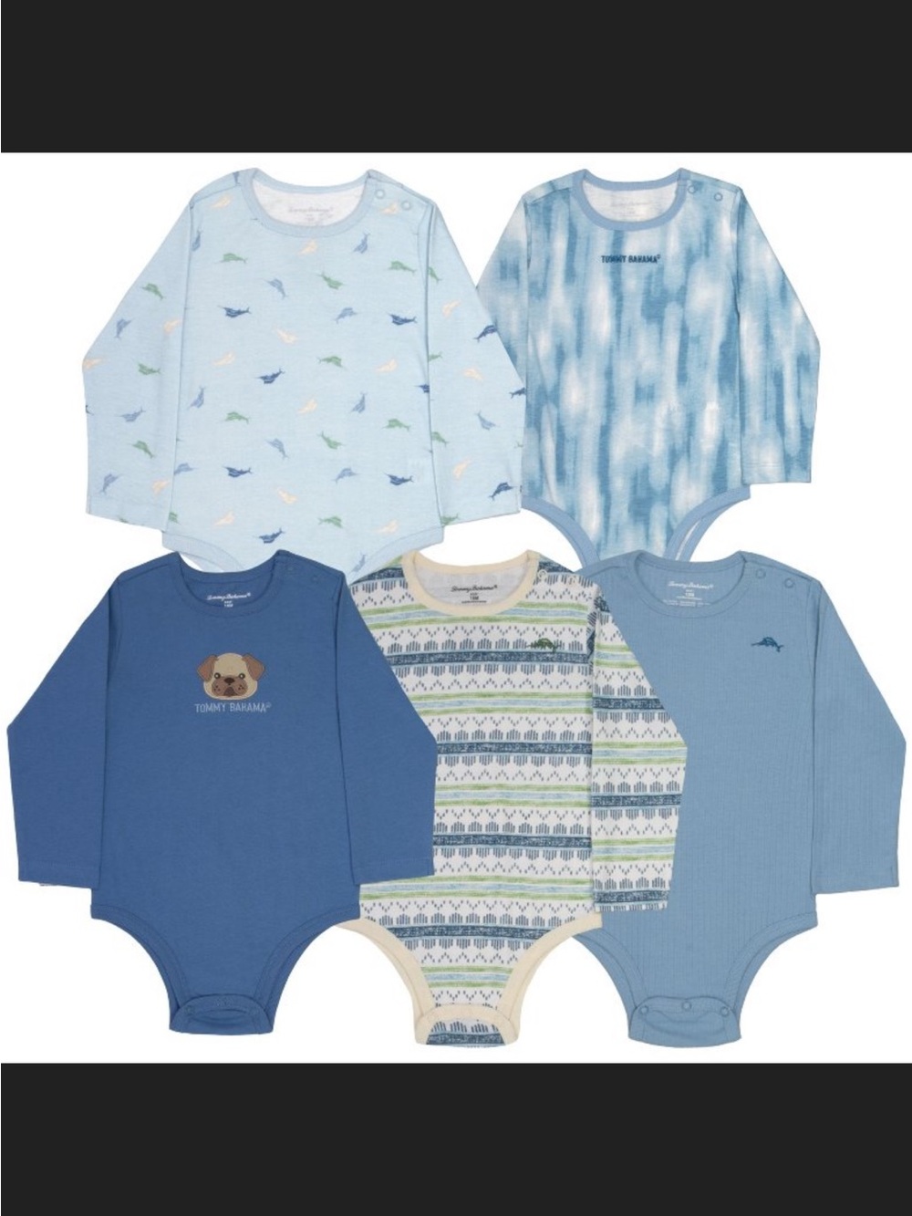 Tommy Bahama Blue Multi-Pattern Baby Long-Sleeve Bodysuit Set
